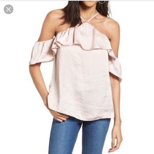 Ten Sixty Sherman Pink Ruffled Off Shoulder Blouse